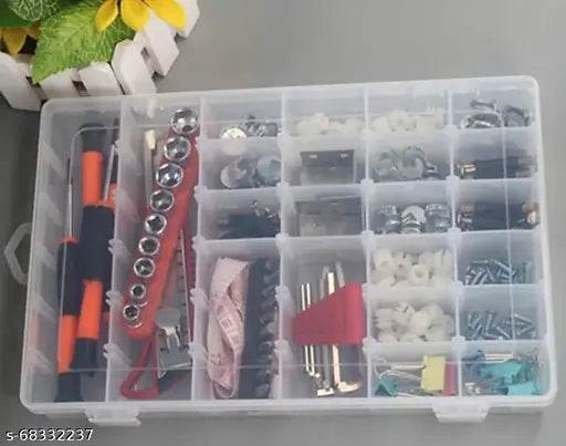 36 Compartment Grid Removable Dividers Storage Box Jewelry Box, Beads Box, Earrings Box, Sundries Storage, Bracelet Box, Hair Clips Box Jewelry Box, Beads Box, Earrings Box, Sundries Storage, Hair Clips Box, Bracelet Box Vanity Box (Multicolor) - NARIX INDIA 