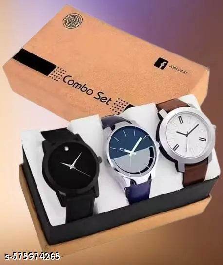 Combo Pack 3 Wrist Watch Analog Watch - For Boys Gents Exclusive 3 Designer Combo (Casual+PartyWear+Formal) Designer Stylish New For Boys And Mens Analog Watch - NARIX INDIA 
