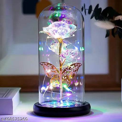 Rose Gift For Her, Glass Rose Flower And With Led Light Great Gift Ideas For Valentine'S Day, Mother'S Day, Birthday, Anniversary, Engagement - NARIX INDIA 