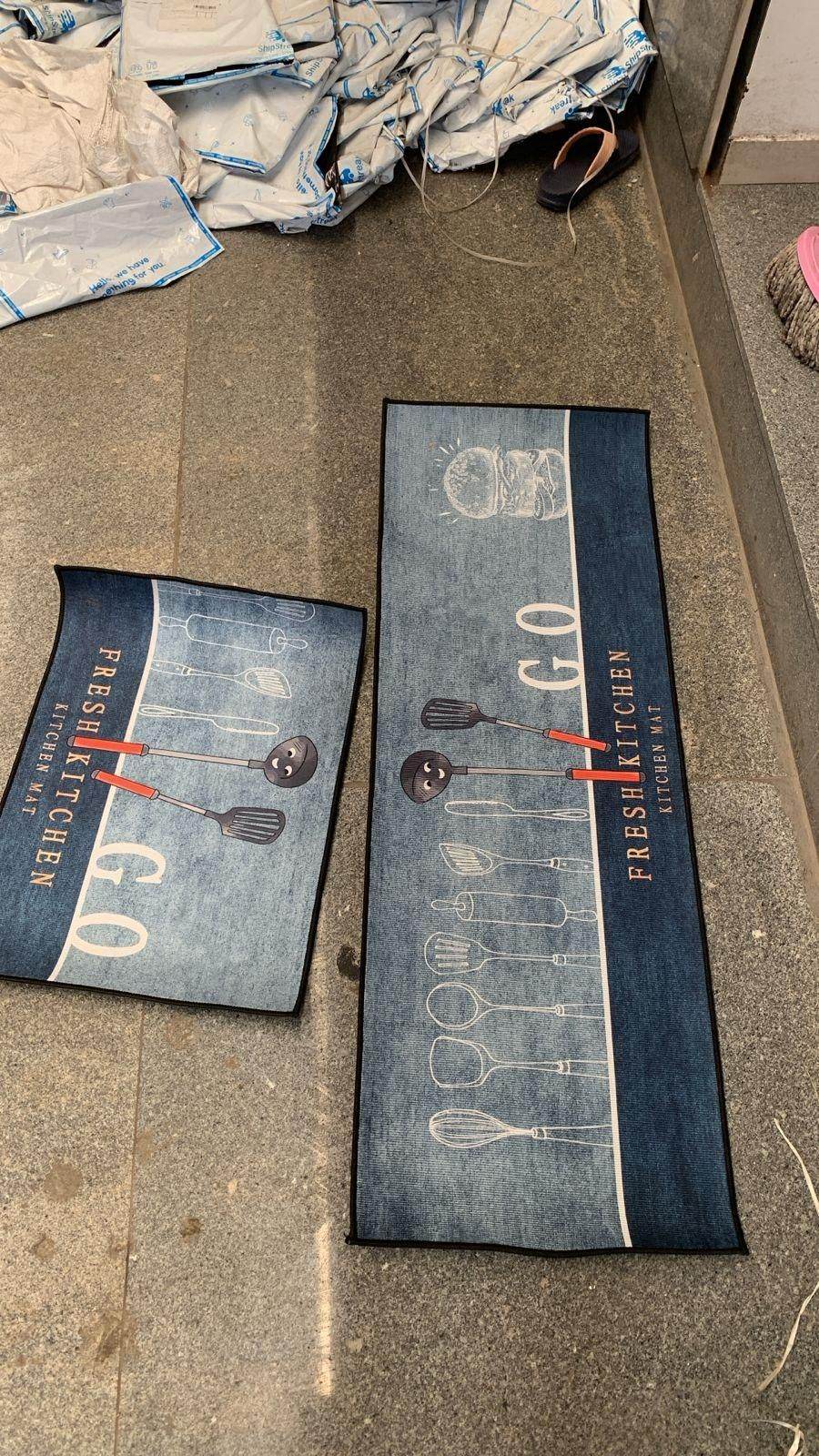 Rubber Floor Mat with Runner Geometric Pattern (Design As per Availibility) - NARIX INDIA 