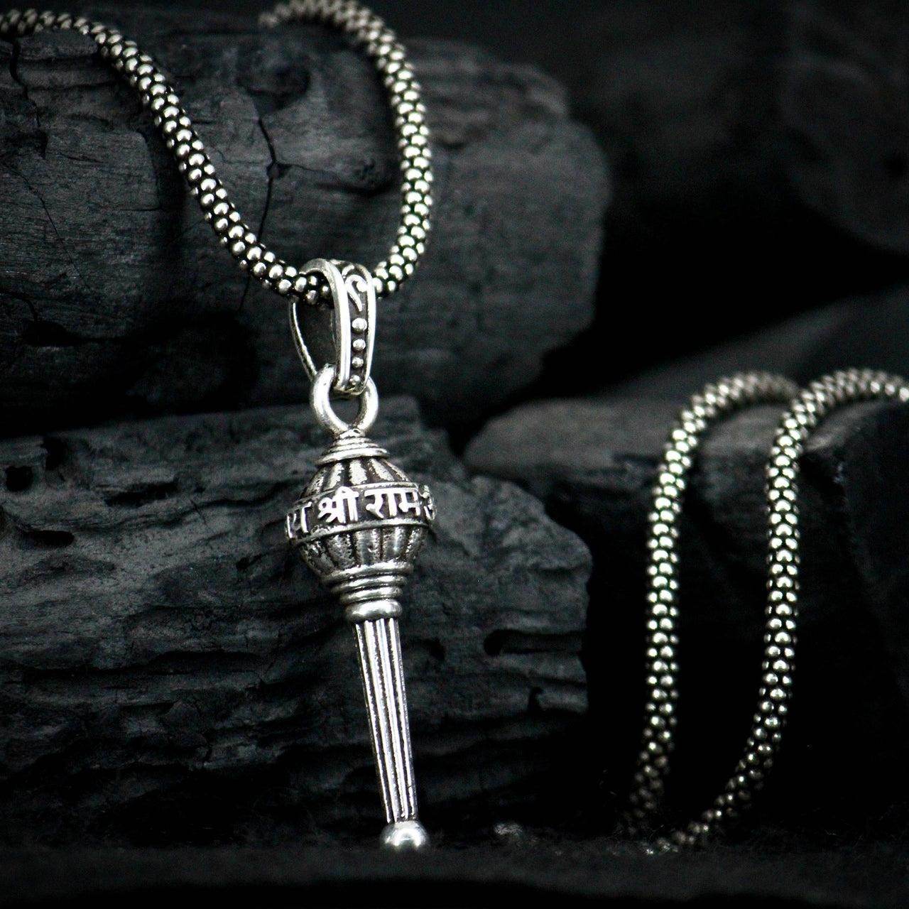 Men's Silver Chain with Gada Pendant - NARIX INDIA 
