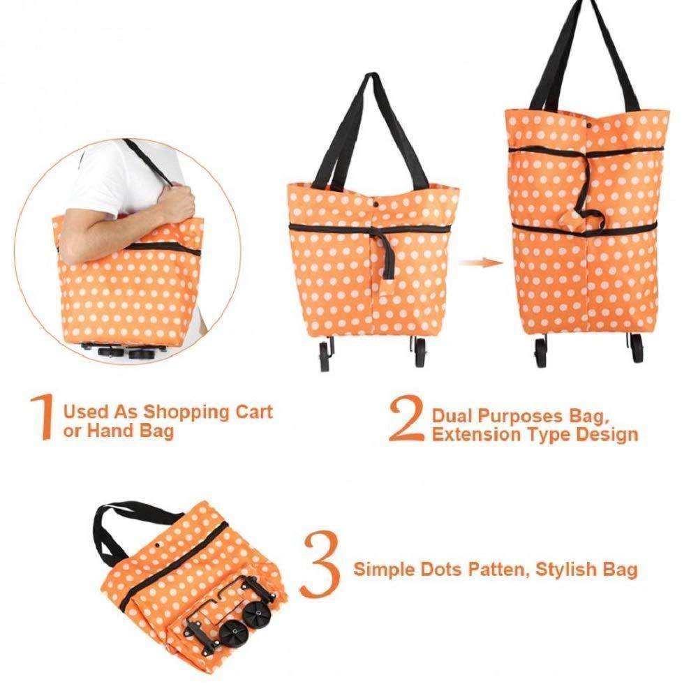 Foldable Light Weight Polyester Shopping Trolley Bag for Vegetables, Grocery, Travel Dual Wheel Waterproof Trolley Bag (Multicolor) - NARIX INDIA 