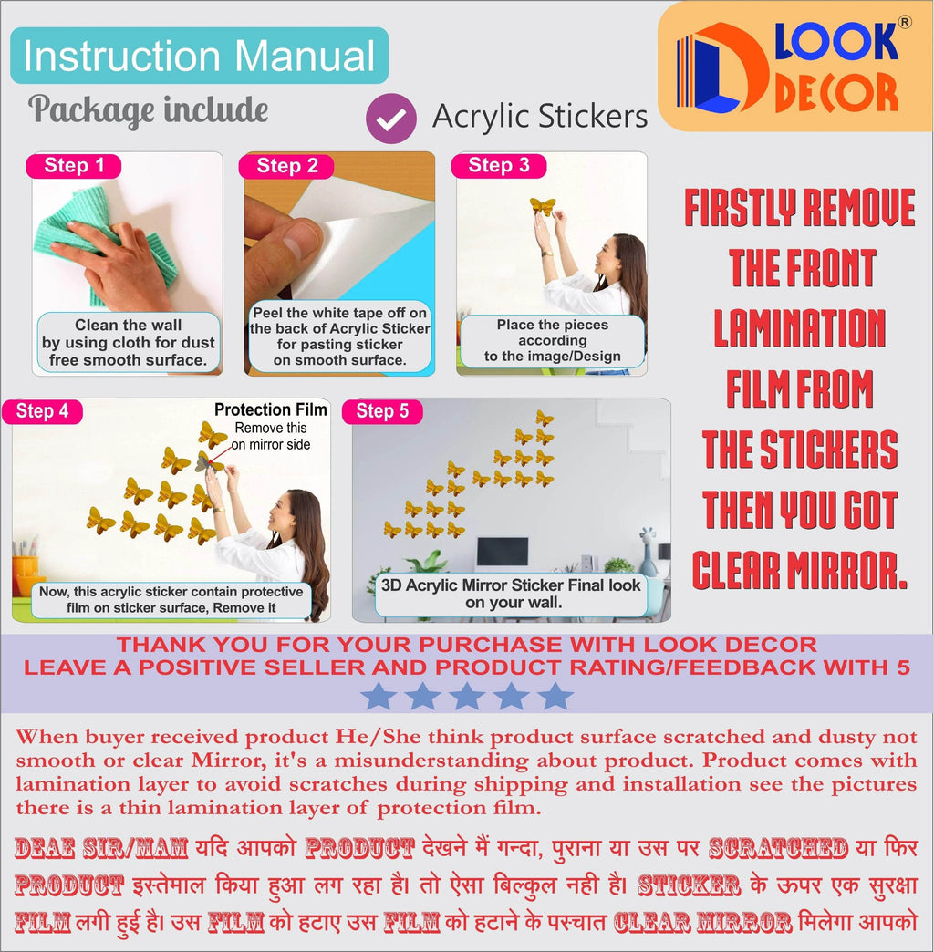 3D Acrylic Mirror Wall Sticker Decoration - NARIX INDIA 