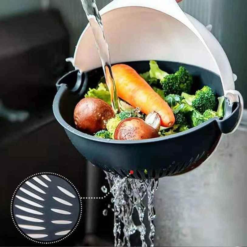 Vegetable Cutter- 7 in 1 Multifunction Magic Rotate Vegetable Cutter with Drain Basket Large Capacity - NARIX INDIA 
