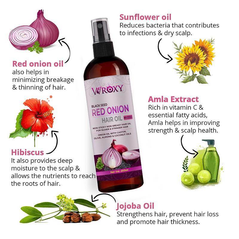 Wroxy Onion Black Seed Hair Oil Controls Hair Fall (Pack of 4) - NARIX INDIA 