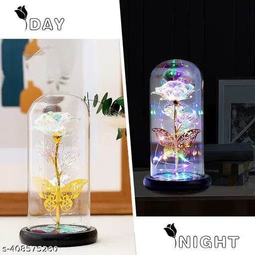 Rose Gift For Her, Glass Rose Flower And With Led Light Great Gift Ideas For Valentine'S Day, Mother'S Day, Birthday, Anniversary, Engagement - NARIX INDIA 