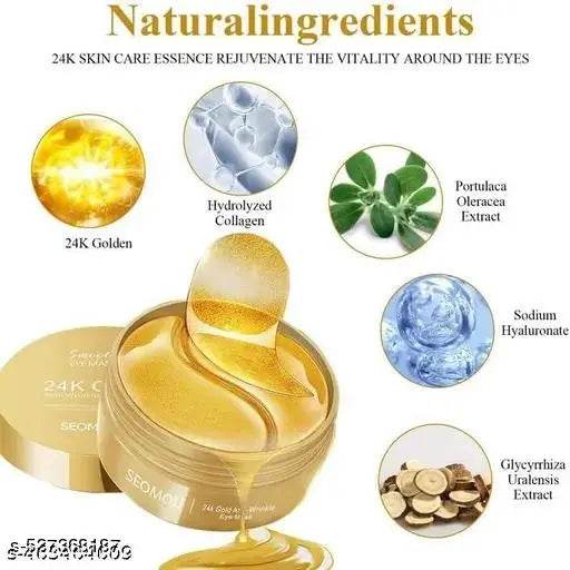 24k Gold Eye Patches for Dark Circles | 60 Pcs Eye Cooling Gel Pads | Hydrogel Eye Patch Mask with Collagen for Relaxing Eyes, Reducing Puffiness & Wrinkles - NARIX INDIA 