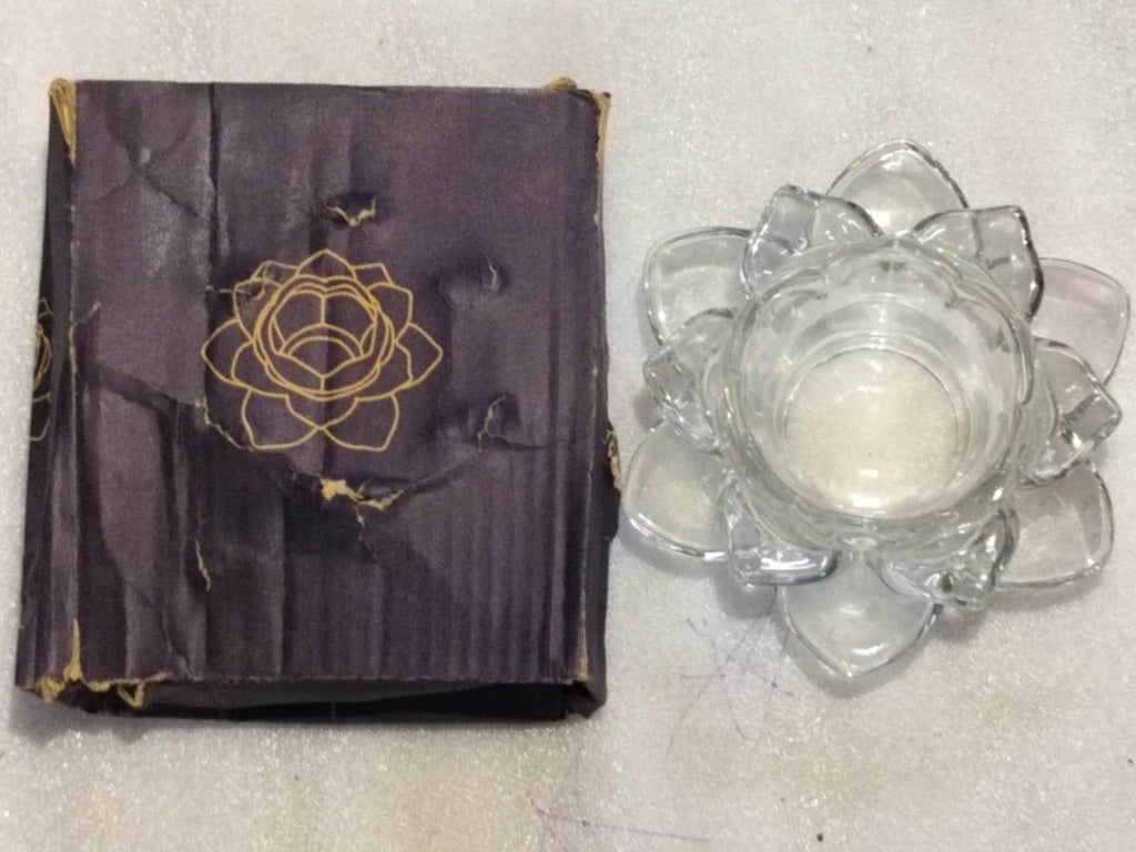 Glass Lotus Flower Tea Light Candle Holder Set - NARIX INDIA 