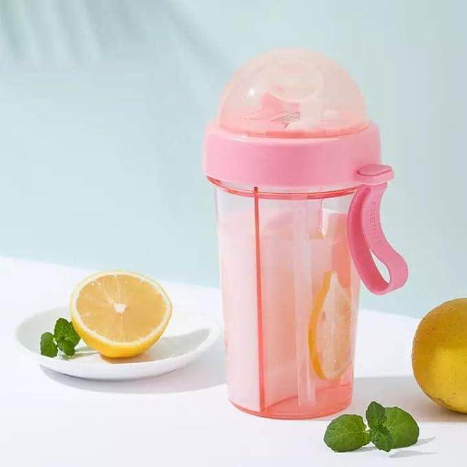 2 in 1 Water Bottle for hot and Cold Drinks with Double Straws and Cover 1000 ml Bottle - NARIX INDIA 