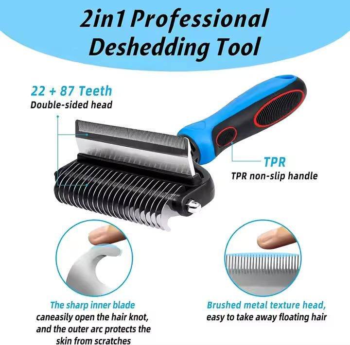 2 in 1 Deshedding Grooming Undercoat Brush - NARIX INDIA 