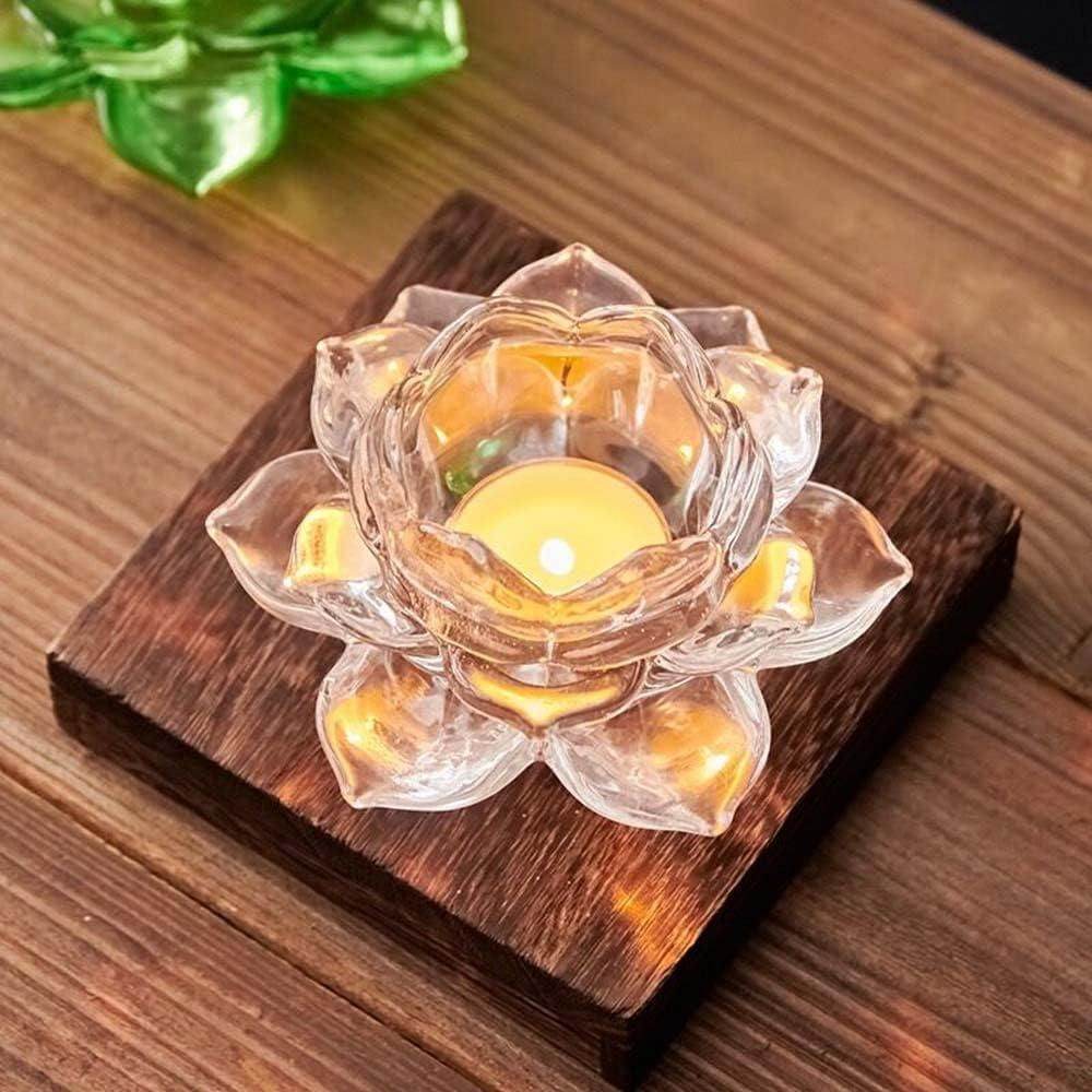 Glass Lotus Flower Tea Light Candle Holder Set - NARIX INDIA 