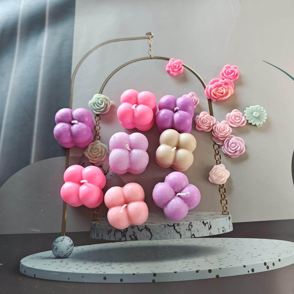 Wax Tiny Cloud Bubble Cube Candle (Pack of 4) - NARIX INDIA 
