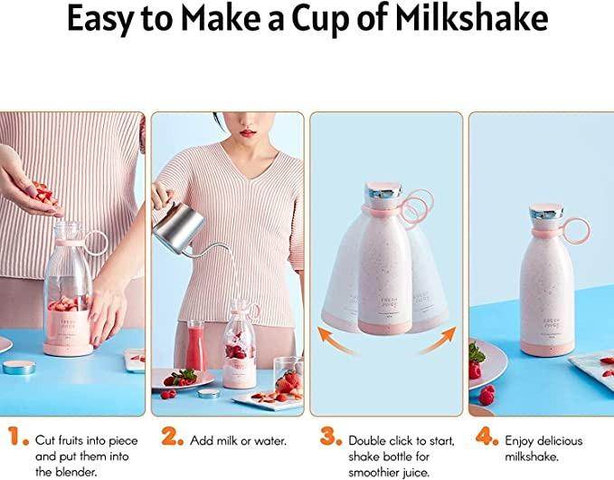 MIXEN Fresh Juice Portable Blender, 350ML Smoothie Blender Bottle, Grinder For Smoothie or Shakes, Baby Food, Personal Mixer, Mini Juicer Travel/School/Office/Workout/Travel Use - NARIX INDIA 