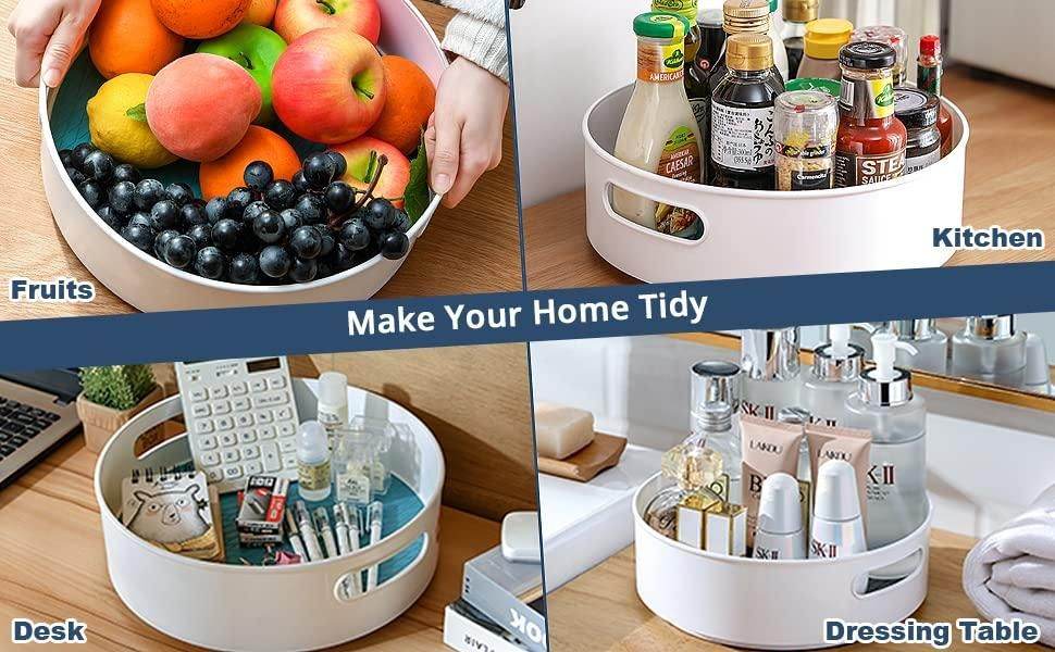 Multi-Purpose 360� Rotating Organizer Tray Use for Spice Rack, Cosmetic Organizer and Many more (Off-White Cream) - NARIX INDIA 