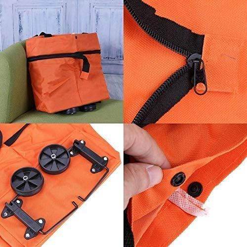 Foldable Light Weight Polyester Shopping Trolley Bag for Vegetables, Grocery, Travel Dual Wheel Waterproof Trolley Bag (Multicolor) - NARIX INDIA 