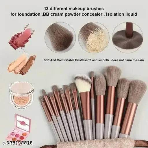 13Pcs Professional Makeup Brush Set – Soft Synthetic Bristles with Velvet Travel Pouch - NARIX INDIA 