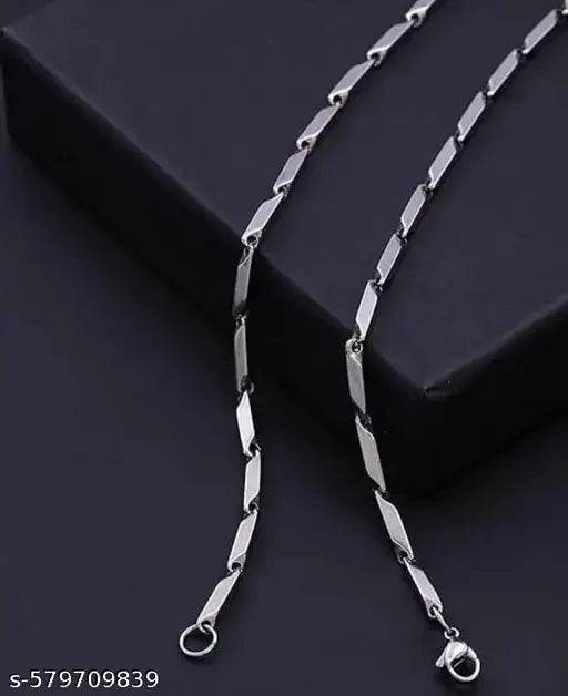 Men Stainless Steel Chain ,Rice Chain For Mens, Boys and Womens | Mens Jewellery | AntiTarnish Chain Stainless Steel Twisted Link Chain Necklace (25 grams weight) (50 cm Length) - NARIX INDIA 
