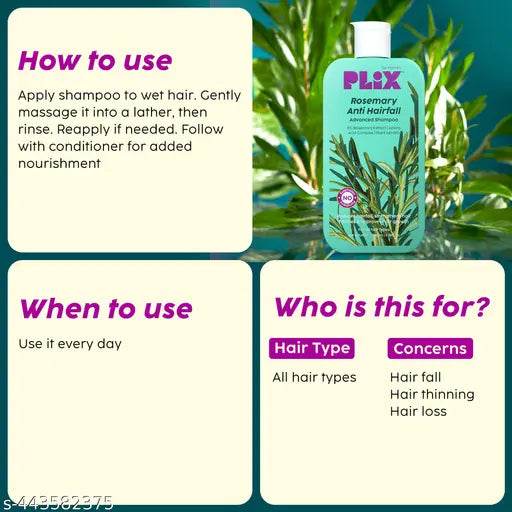 PLIX - THE PLANT FIX Rosemary Anti Hairfall Regime 3% Redensyl Serum, Shampoo & Conditioner Combo - NARIX INDIA 