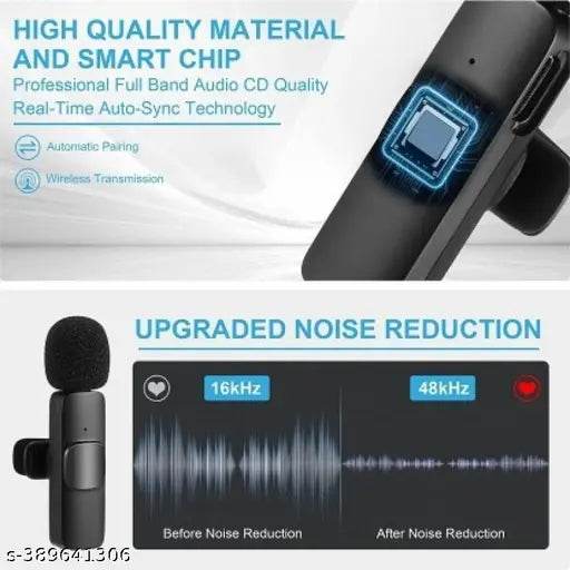 UKER7 2.4ghz Dual Wireless Microphone, Digital Mini Portable Recording Clip Mic with Receiver for All iOS,Lighting Mobile Phones Camera Laptop for Vlogging YouTube Zoom Call - NARIX INDIA 