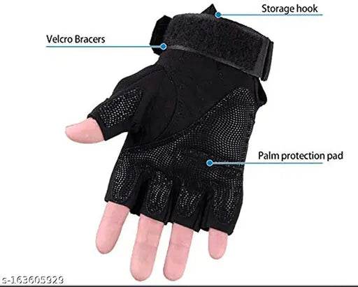 Half Finger Anti-Slip Gloves for Men & Women Riding Gloves (Black) - NARIX INDIA 