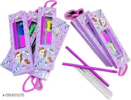 ARB Return Gifts Stationary Set For Girls (10 Pcs) Unicorn Stationary Kit Set, School Stationary Items Pencil Eraser Sharpener For Girls, Kanjak Gifts, Birthday Gifts For Kids, Multicolor - NARIX INDIA 