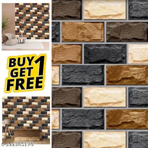 Self Adhesive Wall Stickers For Kitchen Pack Of 2 Wallpaper Waterproof Wall Sticker | Shelf Stickers for Home | Wall Stickers Oil Proof (Wall Texture) Wallpaper for Walls of Kitchen | Bedroom & Living Room - NARIX INDIA 