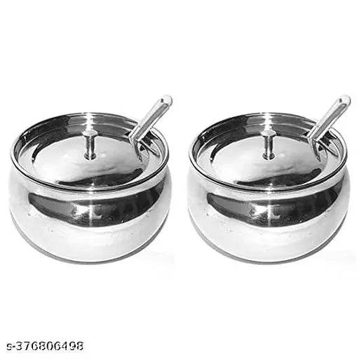 Cryzone-Ghee Pot Oil Pot Kitchen Storage Container with Spoon, 250ml (Pack of 1) - NARIX INDIA 