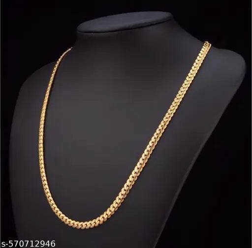 Trendy Herringbone Gold Plated Chain for Men & Women | Stylish Golden Chain - NARIX INDIA 
