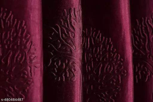 Solid Tree Punching Curtains with Eyelet Rings, Non Blackout, Pack of 1 (7 Feet, Purple) - NARIX INDIA 