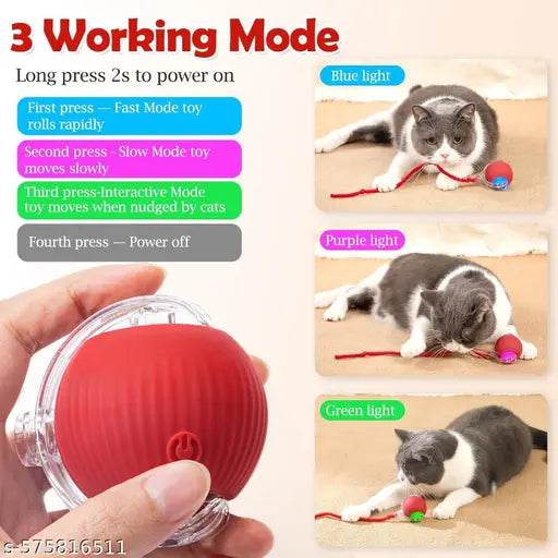 Barso Re Catt Dancing Ball | Pet Rolling Ball | Rolling Dog Ball | Catt Toys Ball for Indoor Catts Fast Rolling on Carpet, 360° Smart Automatic Rolling Pet Ball, Smart Self Rolling Ball for Dog and Catt (Pack of 1, Multicolour) - NARIX INDIA 