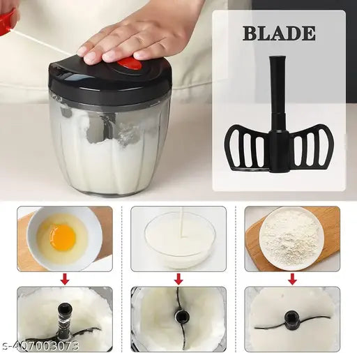 Premium Quality New Handy "Chopper" Vegetable & Fruit Cutter, Special Cutter for Onion Chopper, with 5 Stainless Steel Blade and Pull Cord Technology 900ML.
