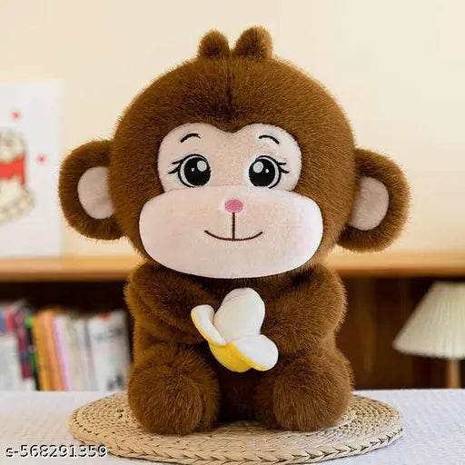 Printustaad Cute Monkey Soft Toy with Banana – Brown Plush Stuffed Animal Toy for Kids & Babies – 30cm - NARIX INDIA 