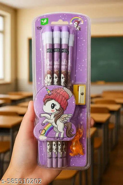 Unicorn HB Pencil Set with Eraser, Sharpener & Cute Gift | Pack of 12 pencil | Kids Stationery for School & Gifts - NARIX INDIA 