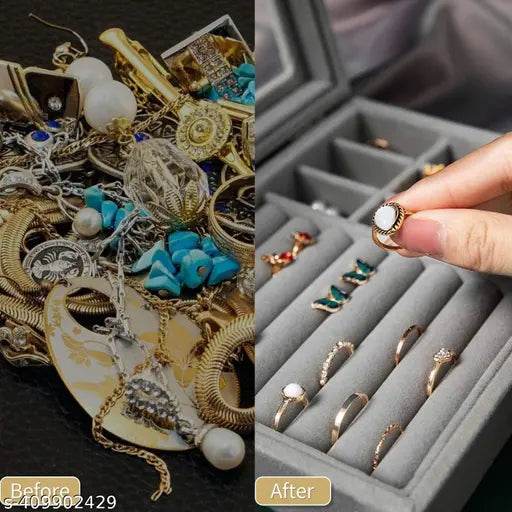 Jewellery Organiser Boxx Velvet Clear Lid Jewellery Organiser, Ring Earring Bracelets Jewellery Storage Case, Lockable Jewellery Boxx for Girls and Women (muticolor pack of 1) - NARIX INDIA 