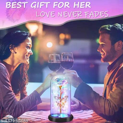 Rose Flower Gifts for Woman with Timer - Birthday, Anniversary Flowers Gifts for Mom Wife from Daughter Son Husband, Enchanted Glass Rose Grandma Mom Gifts for Mothers Day - NARIX INDIA 