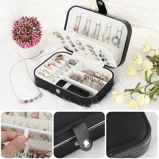 Jewellery Organiser/Box Lightweight Leather Portable Big Size Jewellery Storage Box Case with Dividers Container for Ring, Earrings, Necklace Jewelry Organizer for Women Travels & Parties - NARIX INDIA 