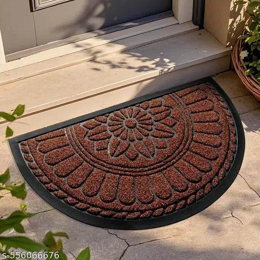 SHOPPING ZONE Semicircular Durable Rubber Non Slip Front Door Mat for Outside Inside Entry Entryway Dirt Trapper Welcome Mat for Muddy Paws and Shoes-Black 45x75CM - NARIX INDIA 