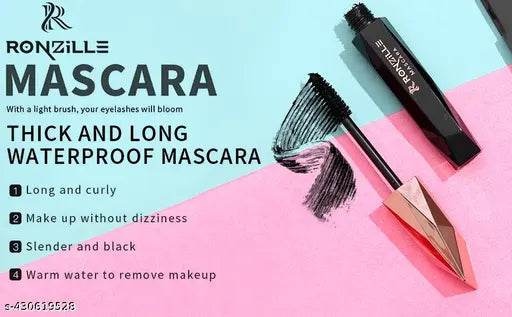 RONZILLE Volumizing Lasting Weightless of up to 8 Hours,Lightweight,Smudge-Proof,Black Mascara 12 ml - NARIX INDIA 