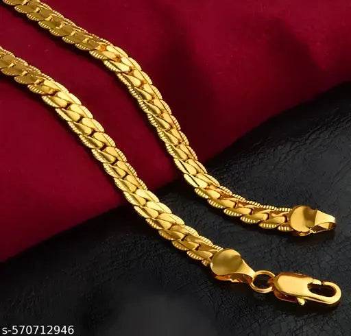 Trendy Herringbone Gold Plated Chain for Men & Women | Stylish Golden Chain - NARIX INDIA 