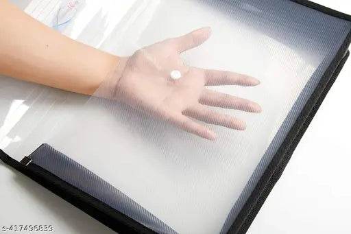 Set Of 10 File Folder For Documents, Transparent A4/Foolscap Documents Holder File Storage Bag with Snap Button - Black - NARIX INDIA 