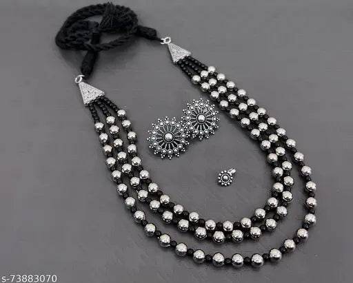 Demanding 3 layer German Silver Oxidised Jewellery Set - NARIX INDIA 