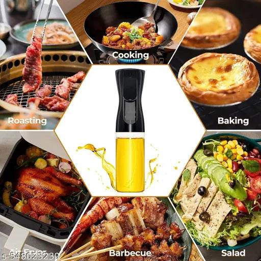 Glass Oil Dispenser Spray Bottle, Refillable Food Grade Oil Vinegar 220 ml Spray Bottle (Pack of 1, Clear, Glass) - NARIX INDIA 