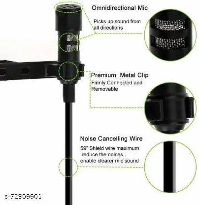 3.5mm Clip Microphone For Youtube | Collar Mike for Voice Recording | Lapel Mic Mobile, PC, Laptop, Android Smartphones, DSLR Camera external Microphone Microphone CABLE (Black) - NARIX INDIA 