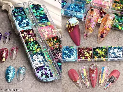 S.A.V.I DIY Nail Art Decorations Palette Color Changing Hexagonal, Irregular Chameleon, Laser Thin, Nail Glitter, Mix Colors, Nail Sequins, Nail Art Accessories For Manicure - NARIX INDIA 