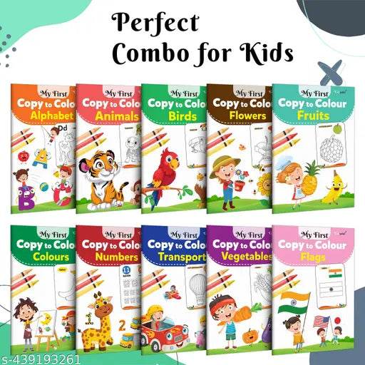Coloring book Set of 10 for children : Essential Coloring Book Of All In One Pack, Early kids learning Coloring books, Set Of 10 Colouring Books - NARIX INDIA 