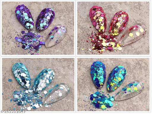S.A.V.I DIY Nail Art Decorations Palette Color Changing Hexagonal, Irregular Chameleon, Laser Thin, Nail Glitter, Mix Colors, Nail Sequins, Nail Art Accessories For Manicure - NARIX INDIA 