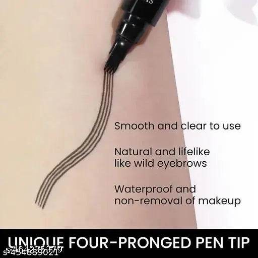 Eyebrow Pen with a 4 Micro-Fork Tip Creates Flawless Natural Looking Brows, Based on Eyebrow Microblading Pen Waterproof, Long-Lasting, Sweat Resistant, Stays on All Day (Black) - NARIX INDIA 
