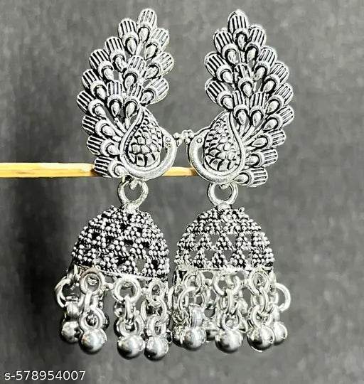 Trendy Oxidized Silver Plated Jhumka Earrings Combo for Women & Girls (Set of 4) - NARIX INDIA 