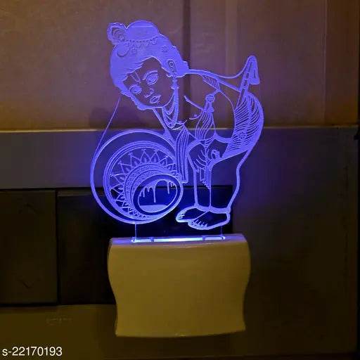 Afast 3D Illusion Effect Makanchor Krishna Multi Colour LED Night Lamp - NARIX INDIA 