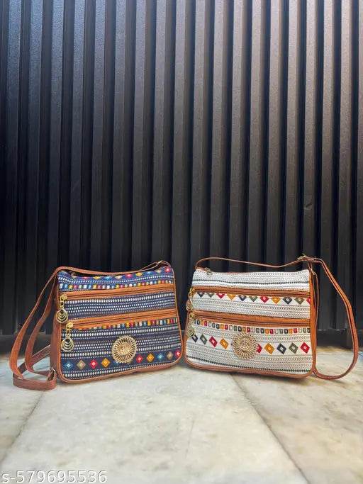 Boho Chic Dual-Tone Sling Bag for Women (Pack of 2) - NARIX INDIA 